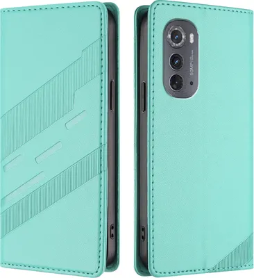 Produktbild von Hülle für Motorola Edge 2022, Kunstleder Brieftaschen Handyhülle mit Kartenfach und Standfunktion Türkis