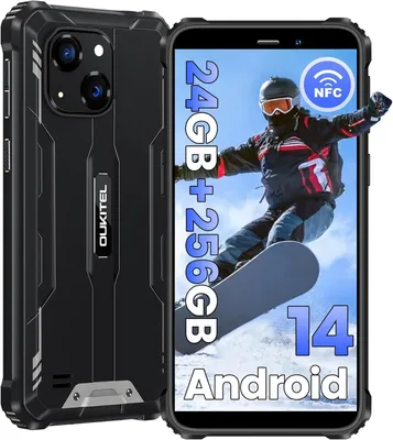 Produktbild von OUKITEL WP32 PRO Android 14 Outdoor Smartphone, 24GB+256GB Handy Ohne Vertrag, 6300mAh, 6.0” HD, IP68 Wasserdicht Handy, Dual 4G SIM/NFC/OTG - Schwarz