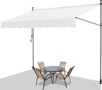 Immagine prodotto di Fiqops tenda da sole a morsetto tenda da sole per balcone tenda da sole per giardino tenda da sole a braccio pieghevole resistente ai raggi UV tenda da sole crema 2,5M