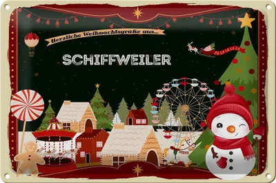 Produktbild von Blechschild Weihnachten Grüße SCHIFFWEILER 30x20cm