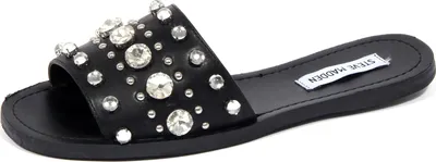 Image de 1884J ciabatta donna black STEVE MADDEN eco leather strass slipper woman