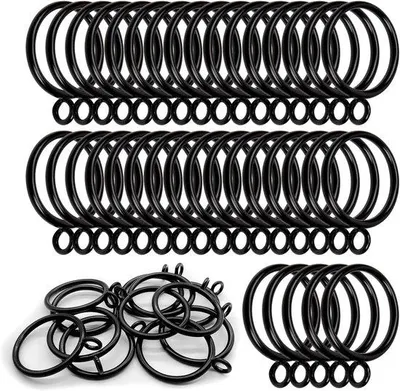Produktbild von Metallische Vorhängerringe - 50 Stück - 38 mm - schwarz - rostfrei