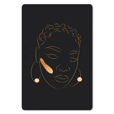 Produktbild von MuchoWow® Mauspad Mousepad Frau - Schwarz - Gold - Strichzeichnung 18x27 cm - Mousepads - Maus Mat - Pad - Mausunterlage