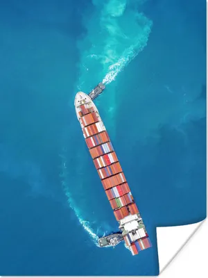 Produktbild von MuchoWow® Poster Schiff - Container - Wasser - Meer 90x120 cm - Wohnzimmer