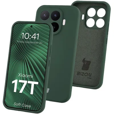 Produktbild von Silikon Handyhülle für Xiaomi 17T, Bizon Soft Case, Dunkelgrün