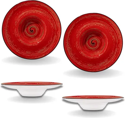 Immagine prodotto di Wilmax Piatto fondo 24 cm 200 ml rosso in porcellana, set da 2 WL-669225/A2