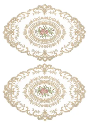 2er-Set ovale Spitzenplatzdeckchen 30x40 cm beige