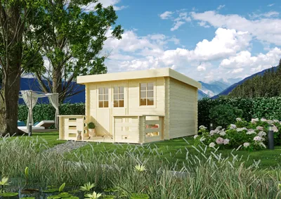 Produktbild von Gartenhaus Chester 3,00x3,00 m - inklusive Terrasse und langlebigem EPDM-Dach