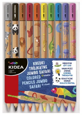 Produktbild von Jumbo Safari Buntstifte in 10 leuchtenden Farben - Malen mit Abenteuer! Perfekt für kleine Künstler, die die Welt der Fantasie entdecken wollen.