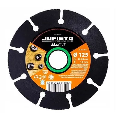 Obrázek produktu pro Diamantový řezný kotouč se segmenty, dřevo, řezání za sucha, 125 mm/1,0 mm, Jufisto