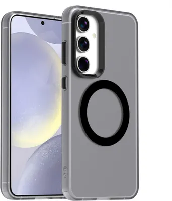 Immagine prodotto di Custodia per Samsung Galaxy S25+, compatibile con MagSafe, sottile custodia semi-trasparente opaca antiurto per telefono Nero