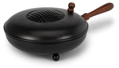 Image de Elzusha - Grande casserole fumoir avec poignée en bois et couvercle amovible