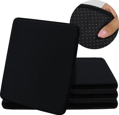 Produktbild von Domarex Sitzkissen für Stühle Weich Komfort Rutschfest Pflegeleicht, Schwarz 38x38cm (set mit 4 Teilen)