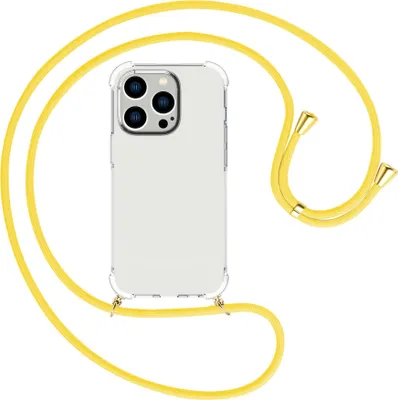 Produktbild von Handykette Backcover-Schutzhülle mit Band (Metall goldfarben) für Apple iPhone 15 Pro Max - gelb