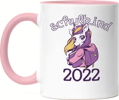 Produktbild von Einhorn Tasse Rosa als Geschenk zur Einschulung Schulbeginn Schulstart für Schulanfänger Erstklässler Schule 2022