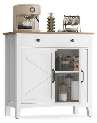 Produktbild von Kuchenschrank - Buffetschrank - Sideboard - MDF - Weiß und Braun - 40 x 80 x 80 cm