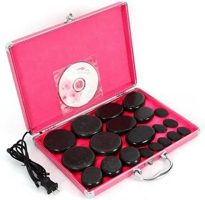 Produktbild von 20 Massage Steine – 60 Watt Hot Stone Massage Set – Heizbox – Fördert die Durchblutung – ServiceTopper