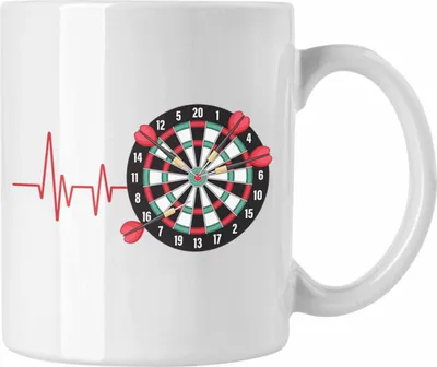 Produktbild von Trendation - Darts Herzschlag Tasse Geschenk für Dart Spieler Hobby Geschenkidee (Weiß)