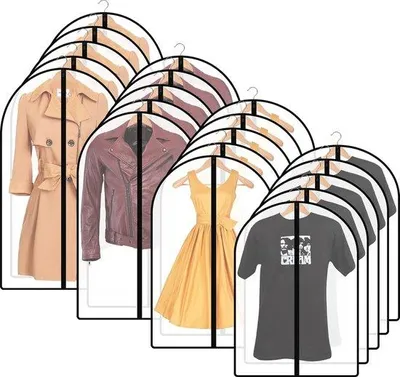 Produktbild von Famanu Kleiderhüllen 20 Stück mit Reißverschluss - Schwarz, 80/100/120/140 cm