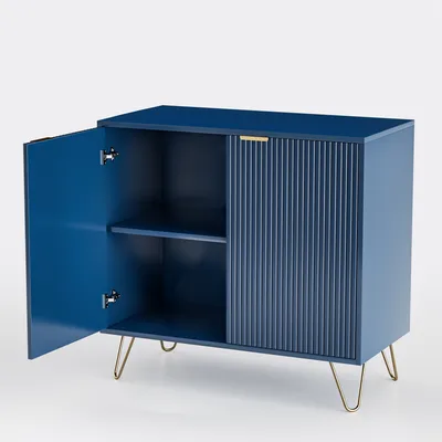 Immagine prodotto di CDGlobal credenza con gambe in metallo e ampio spazio di archiviazione, cassettiera con portabottiglie, credenza bassa per soggiorno 80x40x78cm