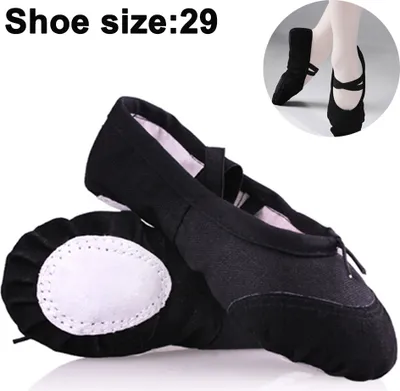 Produktbild von Ballettschuhe Mädchen Ballettschläppchen Geteilte Ledersohle , weich und atmungsaktiv(schwarz, 29)