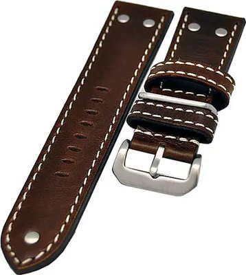 Produktbild von Uhrenarmband CAVARUST im Flieger-Style mit Nieten braun 22mm
