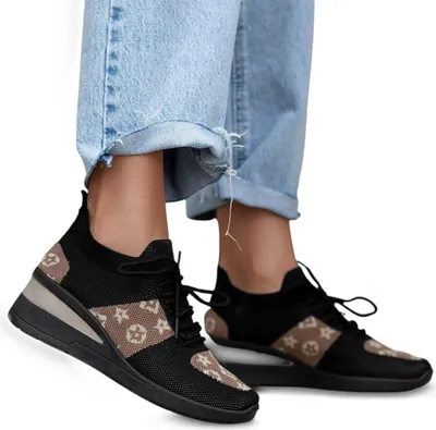 Produktbild von Damen Sportschuhe mit Keilabsatz Freizeit Schuhe Sneaker Stefi Schwarz Gr.40