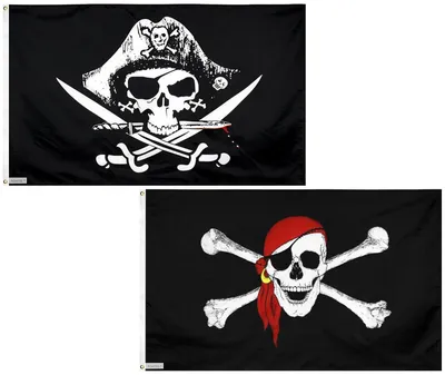 Piratenvlag 90x150 cm, 2 Stück, Halloween-Deko, Polyester