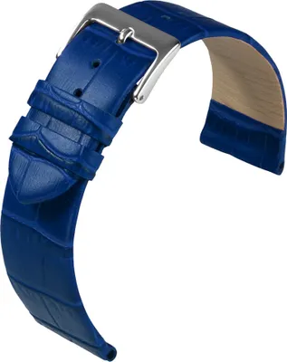 Produktbild von Eulit Rainbow Uhrenarmband Kalbsleder Royalblau Krokoprägung flach, Anstoß:18 mm