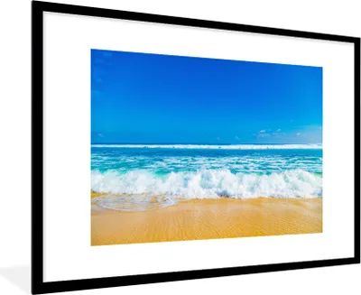 Produktbild von MuchoWow® MuchoWow® Gerahmtes Poster Strand - Meer - Blau 90x60 cm - Poster mit zchwarzem Bilderrahmen - Wanddekoration - Fotos