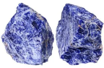 Productafbeelding van Blauwe sodaliet ruwe stenen, 2 stuks. 100% natuurlijke stenen, geschikt voor meditatie en decoratie