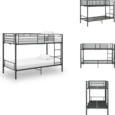 Produktbild von vidaXL Etagenbett Schwarz Metall 90×200 cm -  Betten & Bettgestelle
