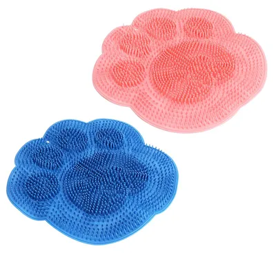 Produktbild von Fußbürste für die Dusche, Duschbürste für den Rücken, Badewannenmassagekissen mit rutschfesten Saugnäpfen, Körperbürste zur Reinigung von Rücken, Ellbogen und Hüften (blau + rosa)