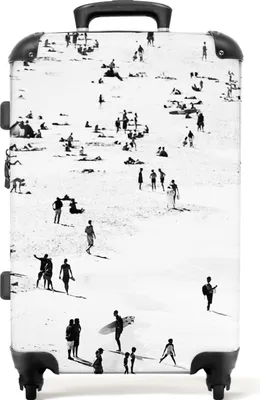 Produktbild von NoBoringSuitcases.com® Großer Koffer - Strand - Meer - Menschen - Schwarz und weiß - Kombinationsschloss TSA - Hartschalen Trolley 4 Rollen - 72 liter - Reisekoffer - 66 cmKoffer Mittelgroß 67x43x25 cm, 72L,