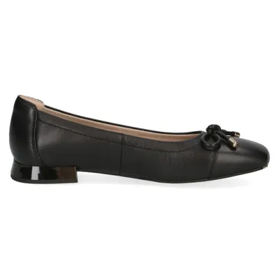 Produktbild von Caprice Damen Ballerina Leder Schleife Karreé kleiner Blockabsatz 9-22104-42, Größe:38 EU, Farbe:Schwarz
