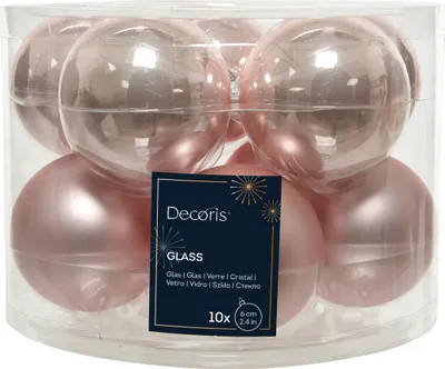 Obrázek produktu pro Vánoční ozdoby skleněné koule Ø 6 cm lesk/mat růžové 10 ks
