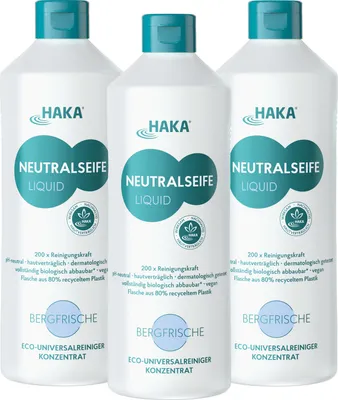 Produktbild von HAKA Neutralseife Liquid Bergfrische 3x1l Universalreiniger für Haushalt, Garten & Auto