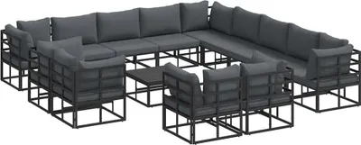 Produktbild von Gartensofa-set mit Kissen 14 pcs Schwarz Aluminium