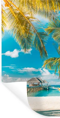 Produktbild von MuchoWow® Wandtattoo Wandsticker Wandaufkleber Tropisch - Strand - Palme 40x80 cm Selbstklebend und Repositionierbar - Repositionierbar - Wasser abweisend