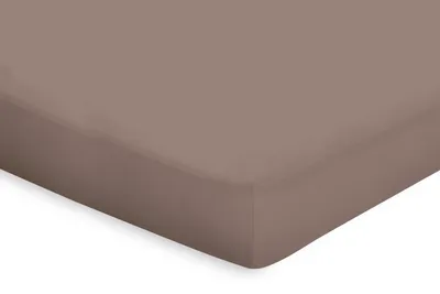 Produktbild von Eleganzzz Topper-Spannbetttuch Perkal – Taupe  – 90x210/220  – speziell für Matratzentopper