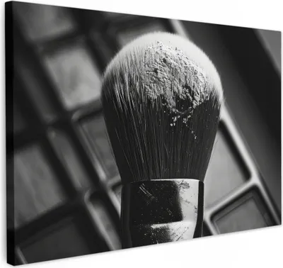 Obrázek produktu pro OneMillionCanvasses® - Nástěnné malířské plátno - Štětce na make-up - Vintage - Černobílé, nástěnná malba, nástěnné dekorace obrázky obývací pokoj, 90x60cm