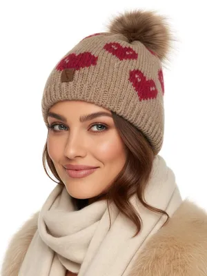 Produktbild von Strick-Wintermütze mit Herzen für Damen und Herren