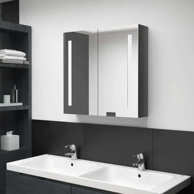 Produktbild von ZMH LED-Spiegelschrank fürs Bad Glänzend Grau 62x14x60 cm