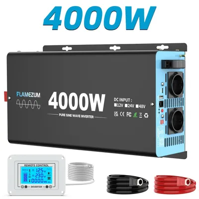Productafbeelding van Stroomomvormer 4000W - Spanning Omzetter - DC naar AC Converter - Zuivere Sinus Omvormer