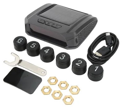 Image de Système de surveillance de la pression des pneus pour camions à 6 roues – Moniteur TPMS sans fil à énergie solaire avec 6 capteurs pour camionnettes et camping-cars