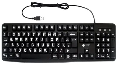 Obrázok produktu pre geemarc 3521350020779 Geemarc Tastatur mit großen Tasten (sw) + großer Schrift (w)