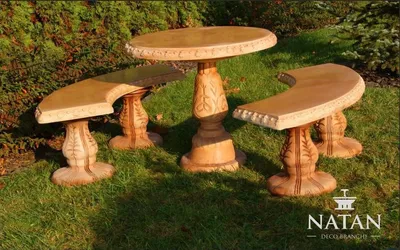Produktbild von Römischer Stil Garten Tische Stein Tisch Rund Terrassen Möbel Gartenmöbel Deko
