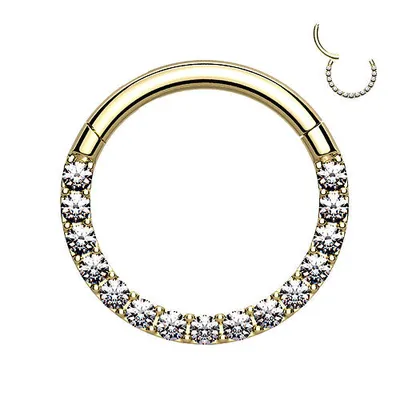 Produktbild von Taffstyle Piercing Septum Clicker Hochwertiges Septum Piercing Nase Ohr Segment Ring Clicker Scharnier Kristalle, Gold / 1,2mm / 6mm
