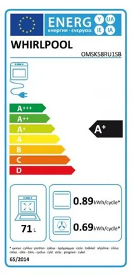 Produktbild von Whirlpool OMSK58RU1SB, Medium, Elektrischer Ofen, 71 l, 71 l, Lüfterunterstützt, Hydrolytisch + Pyrolytisch