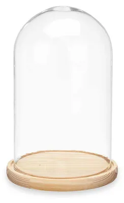 Produktbild von Giftdecor Dekoration Glocke - Glas - Holz beige Tablett - D15 x 25 cm